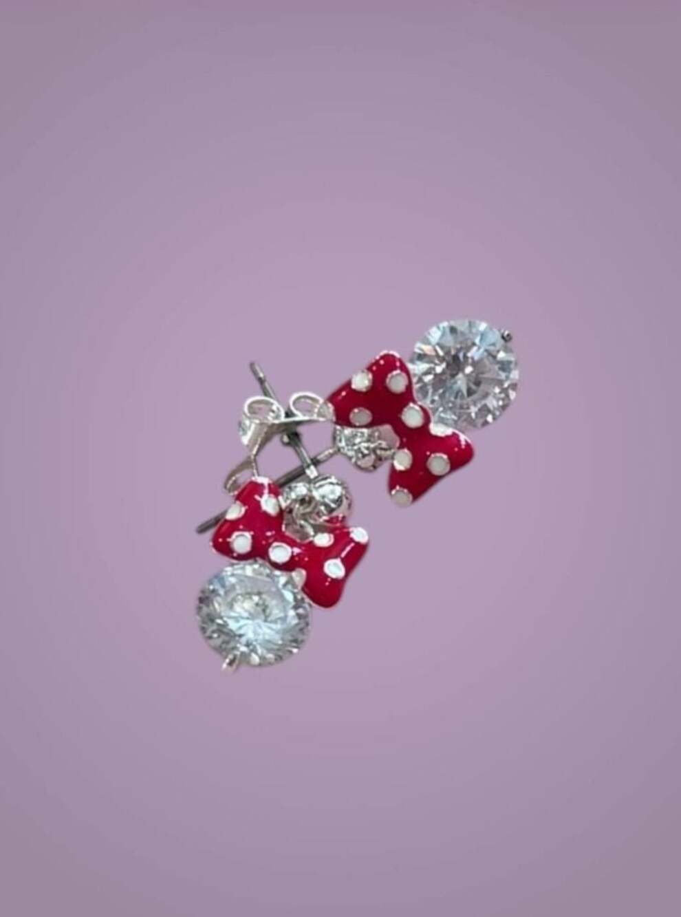 Disney Minnie Mouse Bow and Crystal Stud Earrings